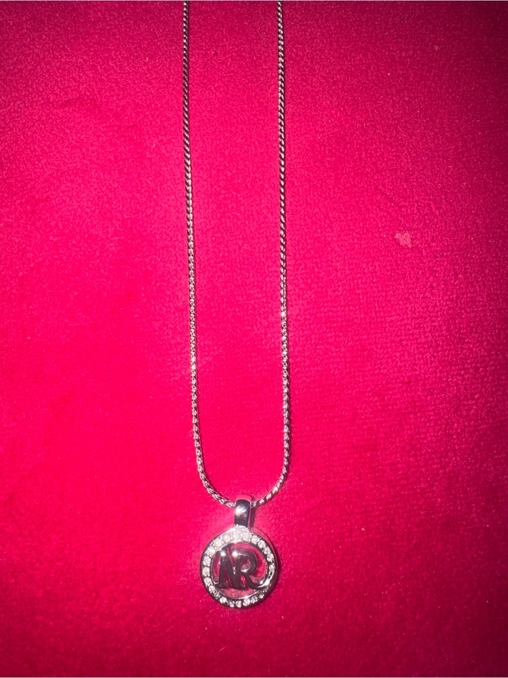 Sterling Silver Initial R Pendant Necklace - Sparkling Round Charm